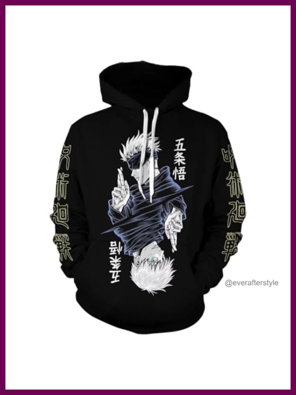 Gojo Satoru Hoodie Anime Cosplay Sweatshirt 100% Polyester Pullover Relaxed